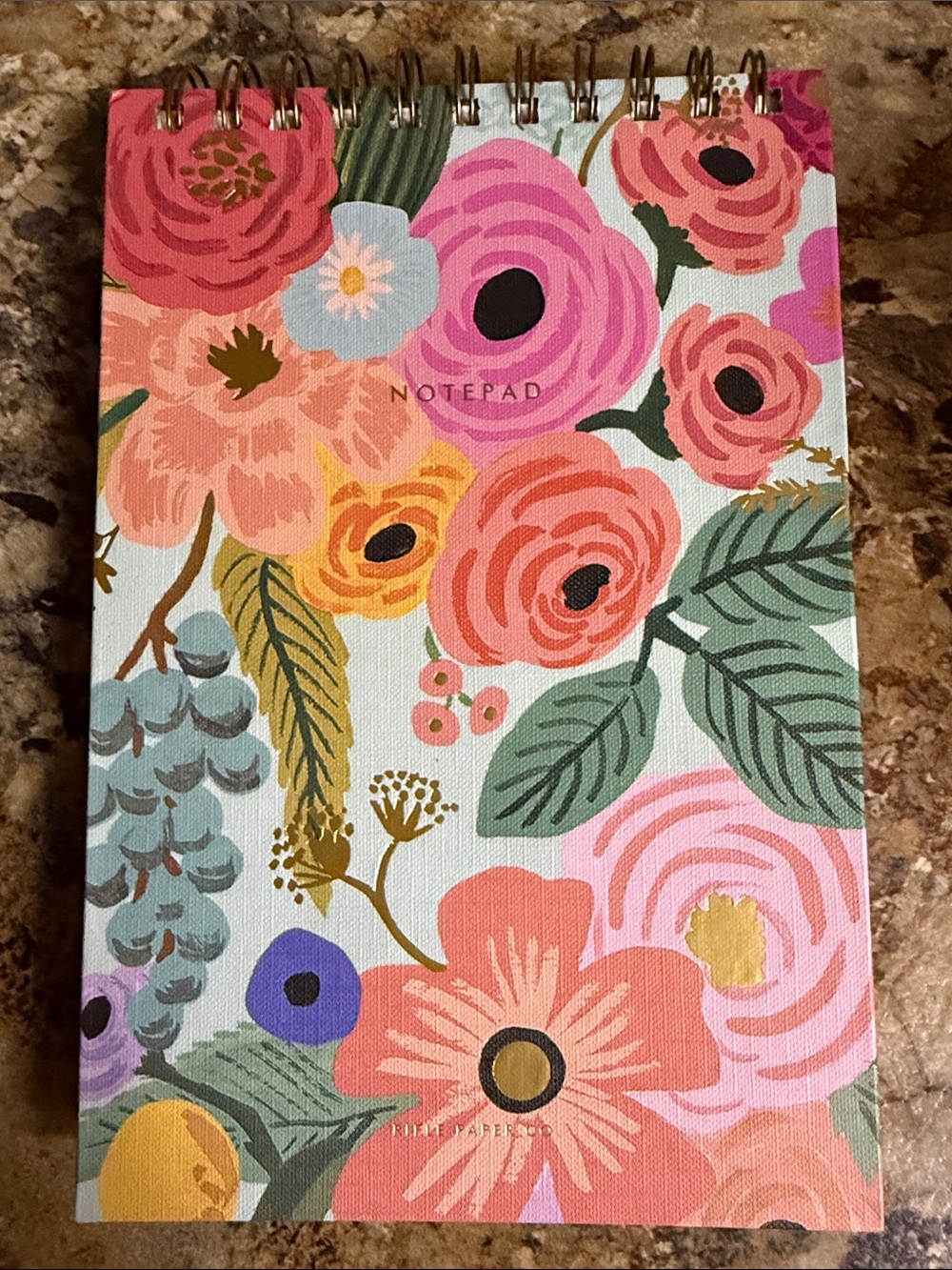 New! Rifle Paper Co. Floral Spiral Notepad in Pink, Coral & Green